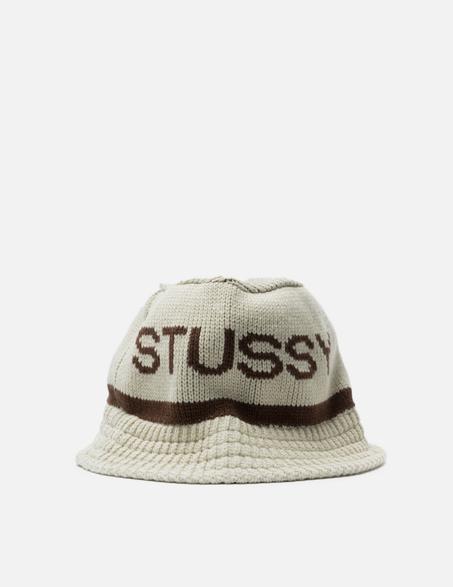 STUSSY JACQUARD KNIT BUCKET HAT ナチュラル - ハット