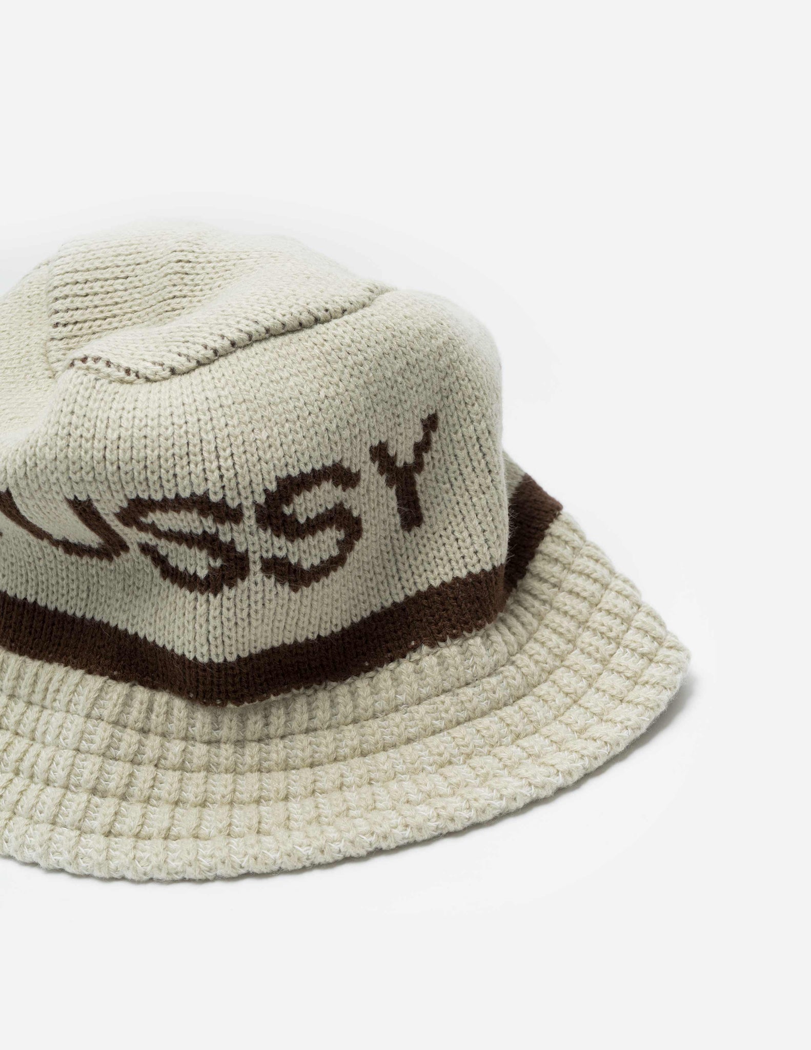 STUSSY JACQUARD KNIT BUCKET HAT ナチュラル-