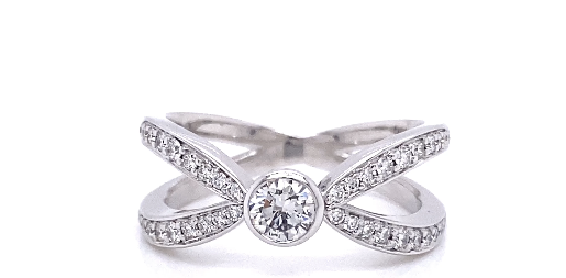 Diamond Bezel Crisscross Engagement Ring