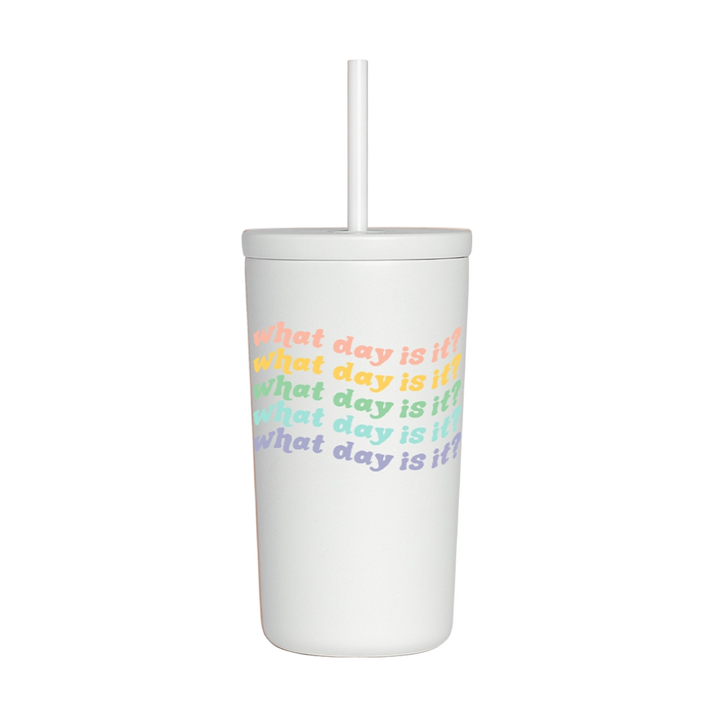 Can Glass w/ Lid + Straw Manifest That Shit