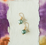 green pearl earrings