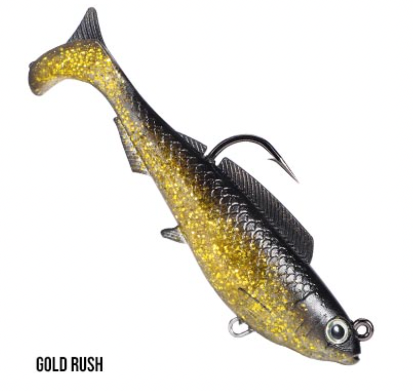 Googan Baits Saucy Swimmer Soft Bait, Flaming Hot