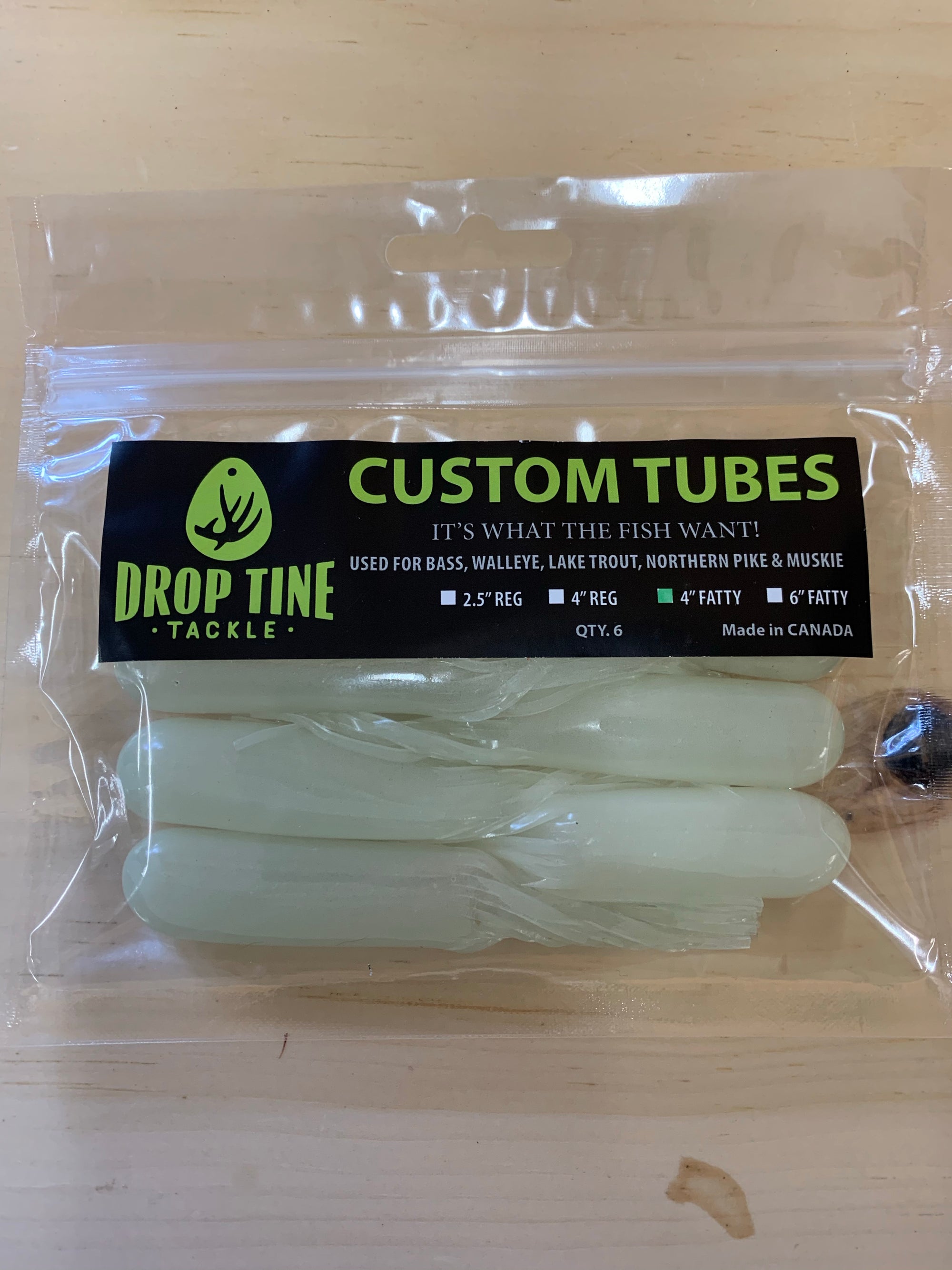 Mouthful Tube 6 (Chartreuse Glow, 3 pk) - 6 inch Glow Tube - Fishing Tube  - Soft Plastic Bait - ice Fishing Accessories - Tube jig - Lake Trout Tube