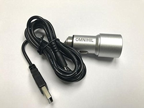 OMNIHIL Replacement  2-Port USB Car Charger+(15FT)MICRO-USB for EMIGVELA LED Night Lights Bluetooth Speaker Alarm Clock Speakerphone and Digital Calendar