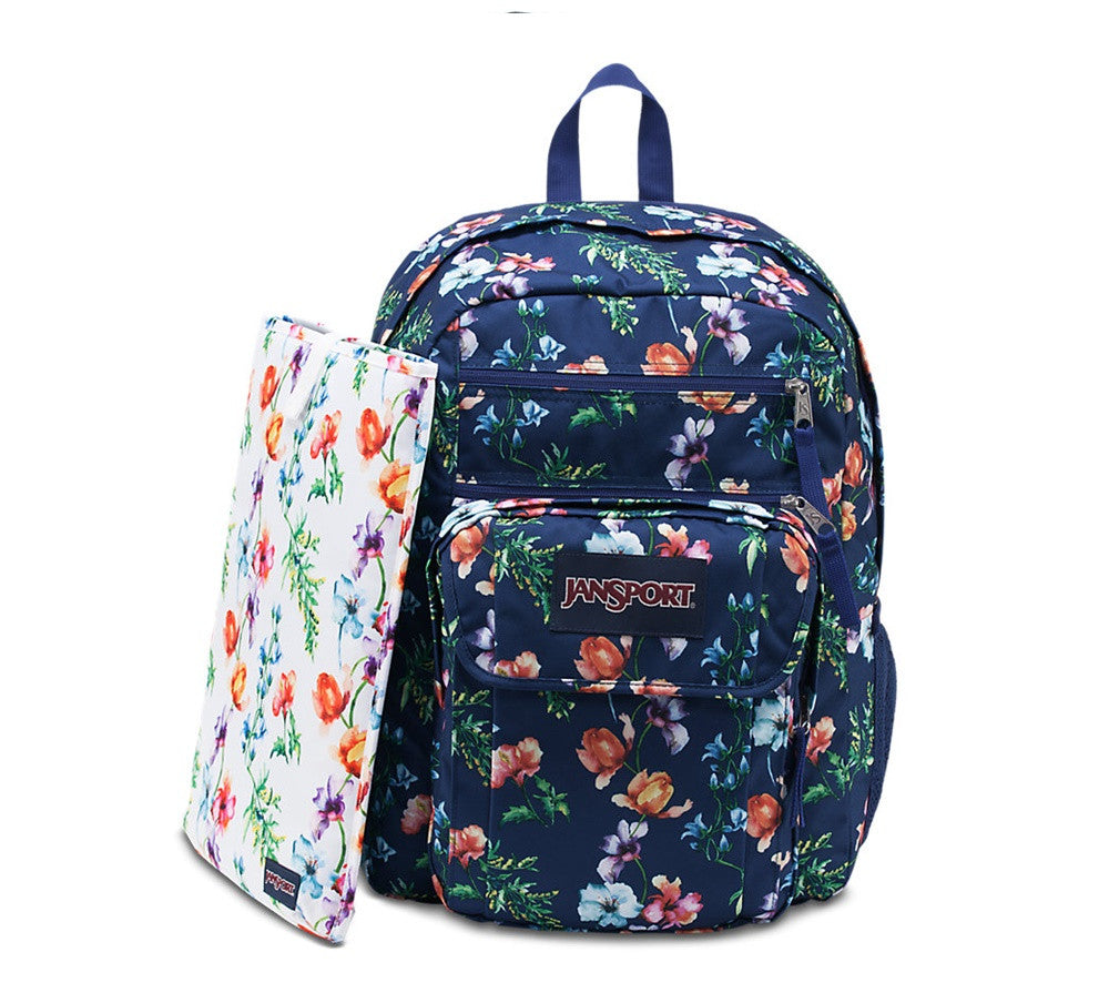 jansport navy blue floral backpack