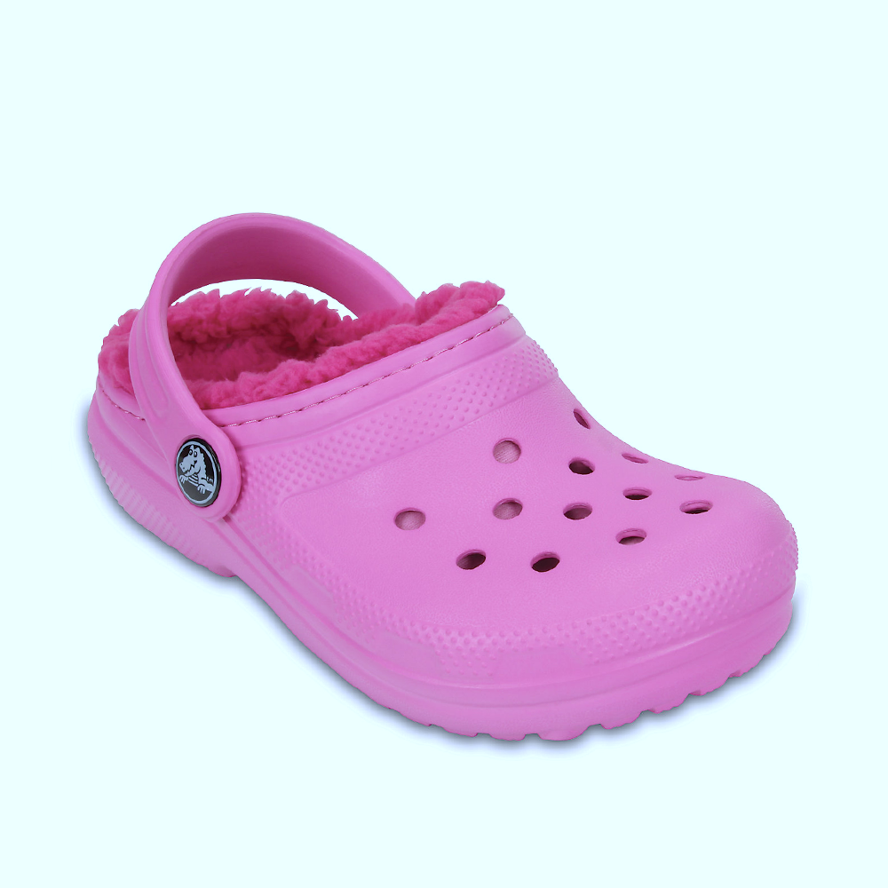 baby pink fuzzy crocs