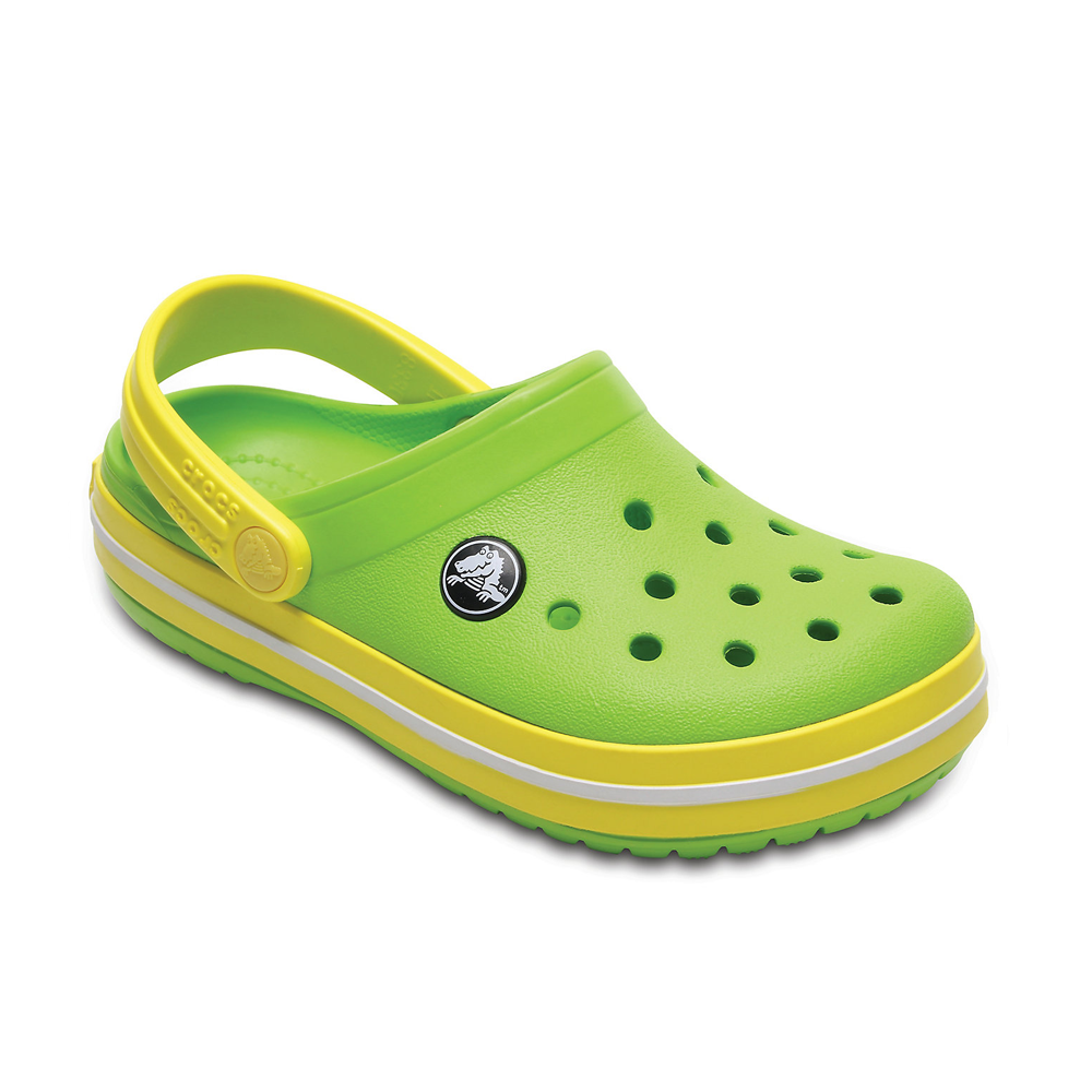 yellow and green crocs