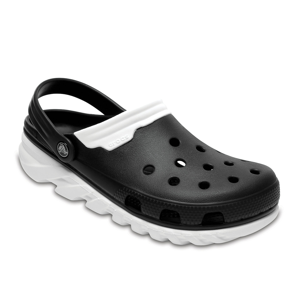 black and white crocs