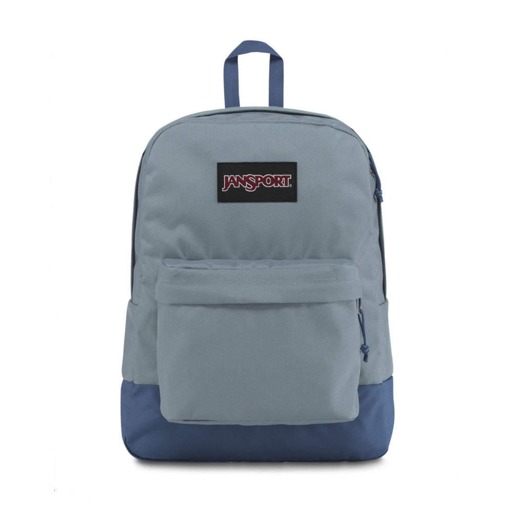 blue and white jansport backpack