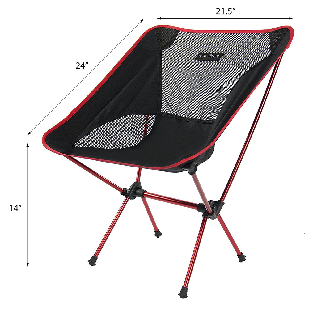 Saratoga Ultralight Portable Folding Camping Backpacking Chairs With Carry Bag For Outdoor Picnic Hiking Fishing Camping Garden Bbq Beach Red