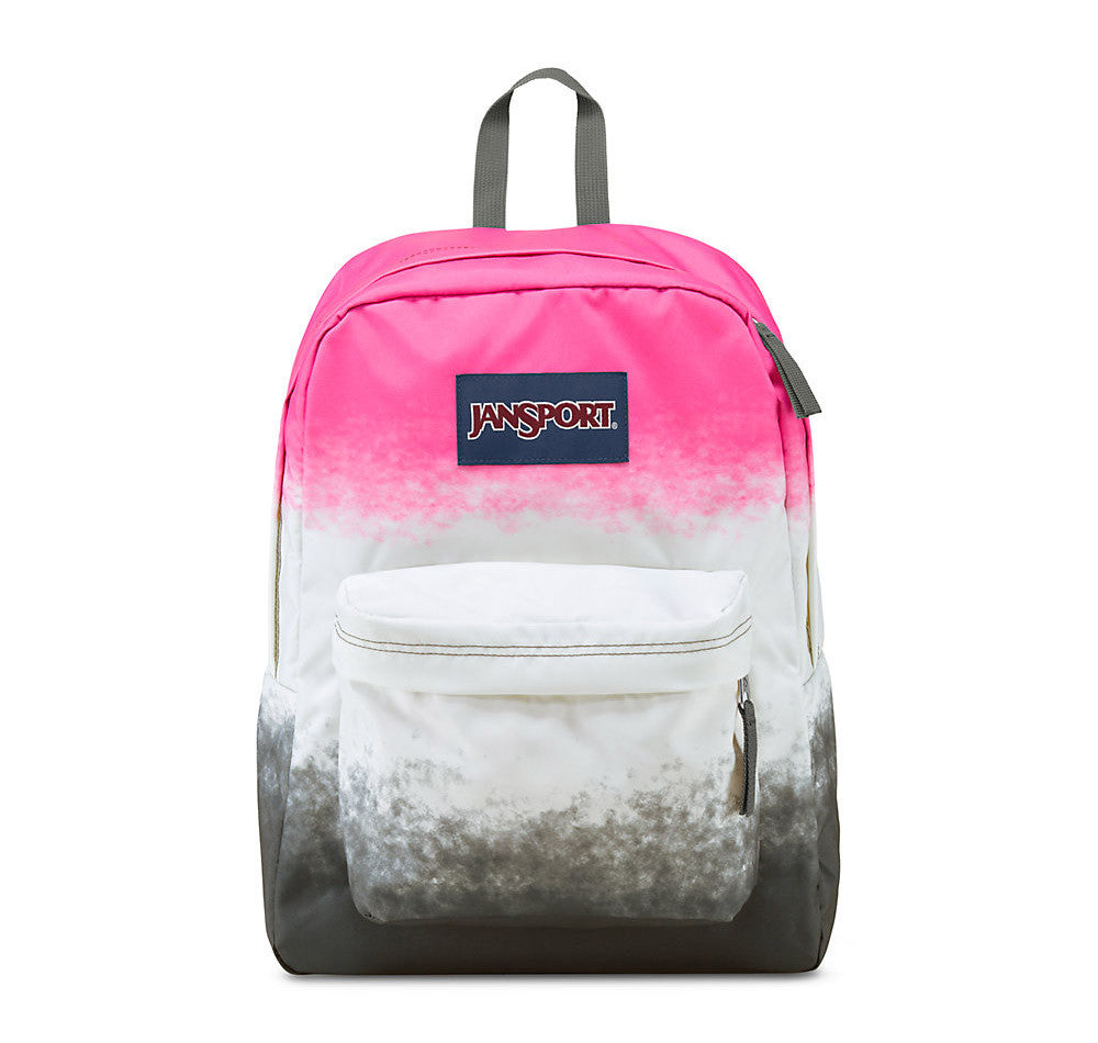 pink and blue jansport backpack