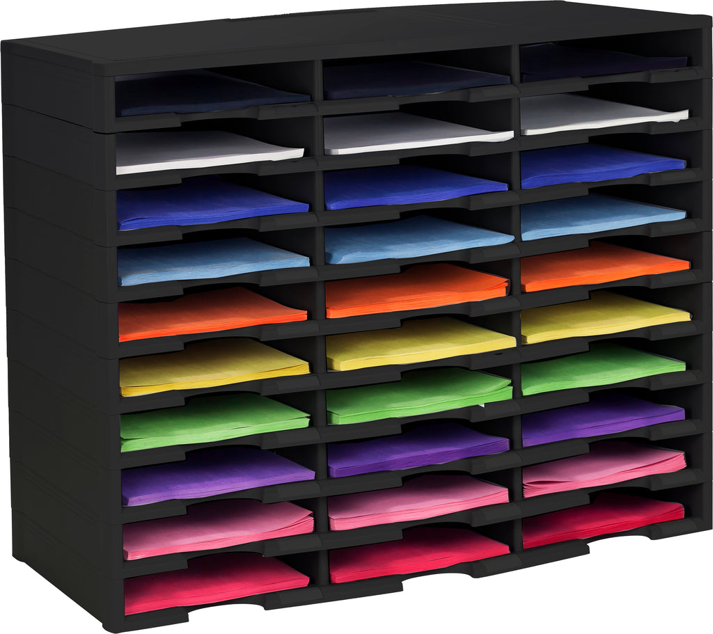 12 Compartment Literature Sorter, Black – Storex