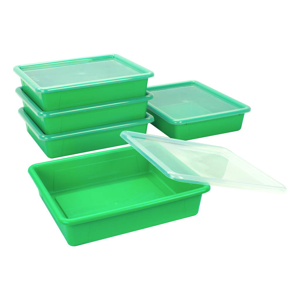 Letter Size Deep Tray with Lid, Flat Storage Bin, 10-Pack