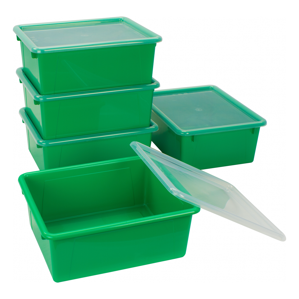 Storex Storage Tray, Letter size, 10 x 13 x 3 Inches, Green, 5-Pack