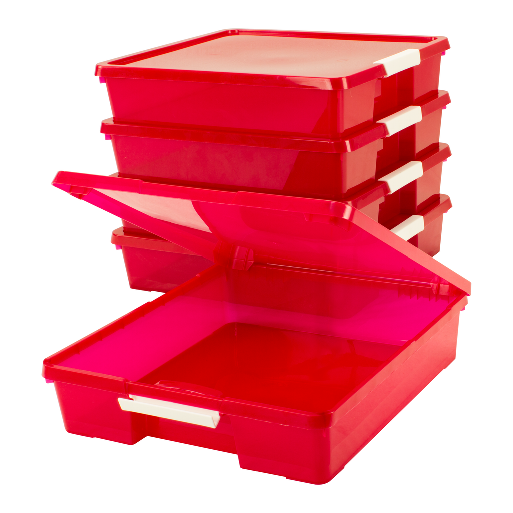 Storex 12x12 Stack & Store Box, Assorted Colors, Case of 5 