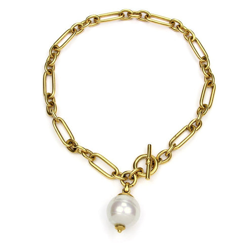 product image of gold chain necklace with pearl