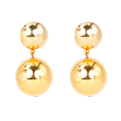 Gold drop down ball earrings