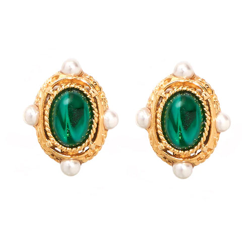 Evander earrings with green glass stones