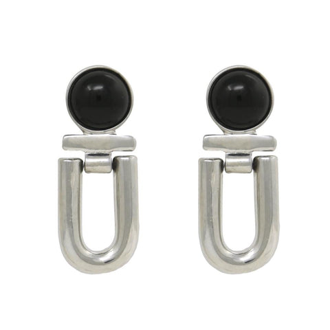 Miss Cosmopolitan Collection silver and black earrings