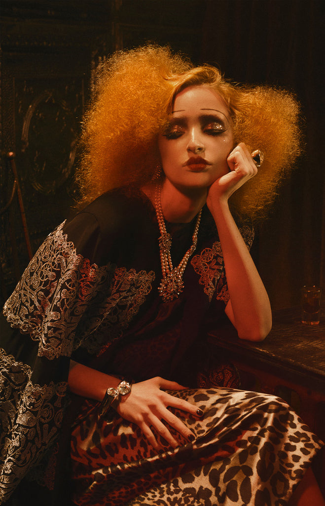 Model wears Ben-Amun Pearl & Crystal Collection forFAQ Magazine