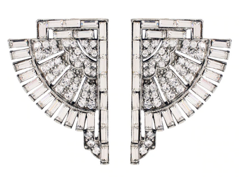 Ben-Amun Silver Earrings inlayed with genuine clear cut crystals