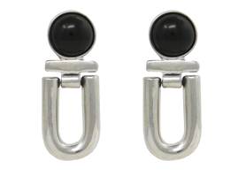 product image of silver post earrings with black stone