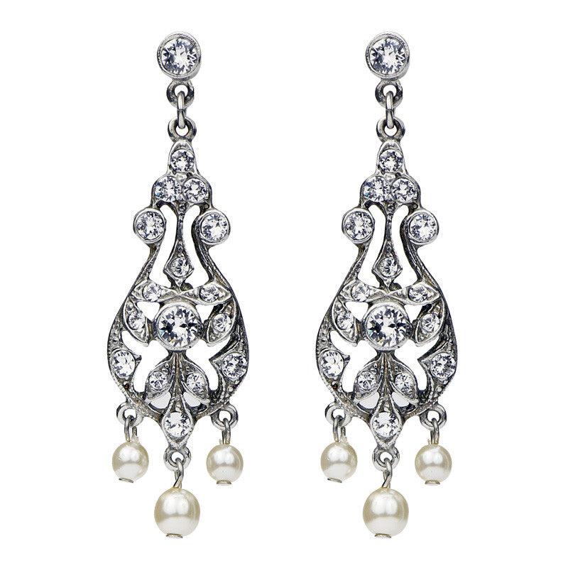 Imperial Crystal Pearl Post Drop Earrings | Ben-Amun