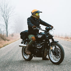 25L Tail Bag mounted on the back of a Scrambler.