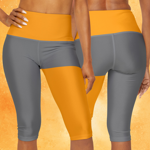 Orange and Gray Yoga Capri Leggings