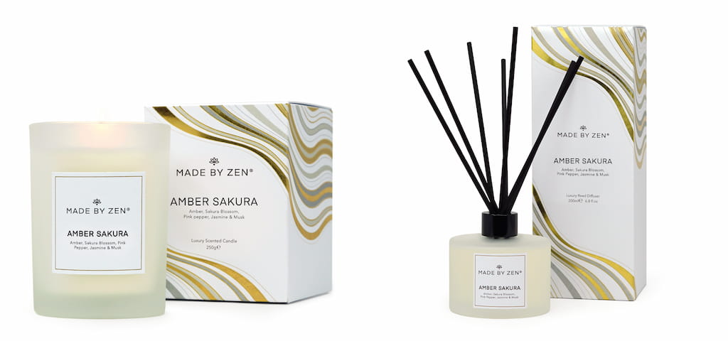 Amber Sukura Candle and Reed diffuser