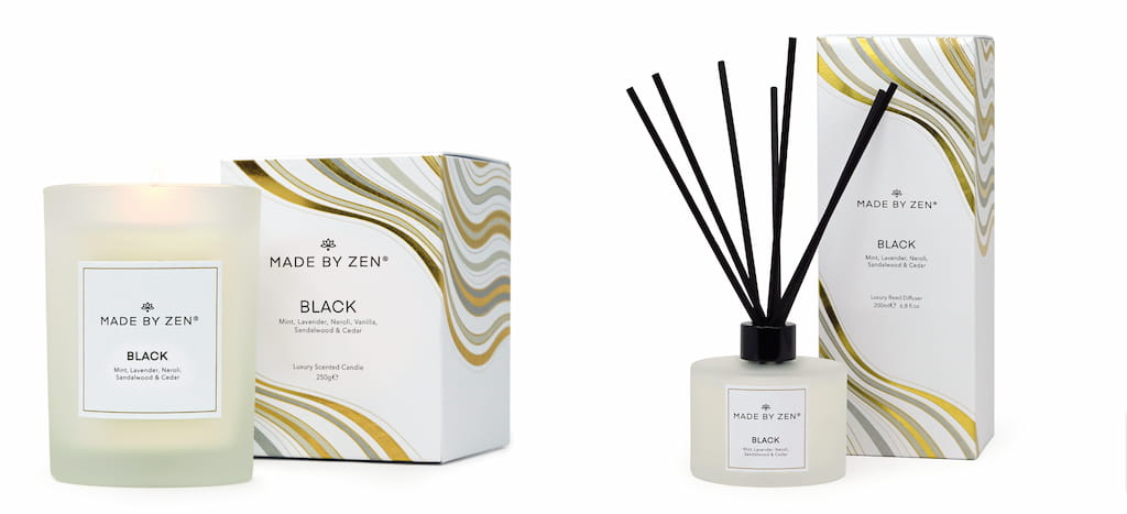 Black Scented Candle and Reed Diffuser