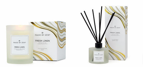 Fresh LInene Scented Candle and Reed diffuser