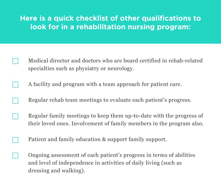 Nuring rehabilitation checklist