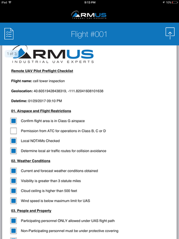 RMUS part 107 remote uav checklist app report