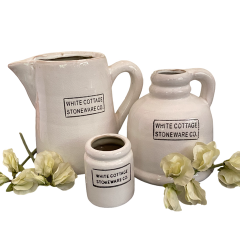 White Cottage Stoneware Jugs and Pitchers