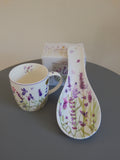 Lavender Fine China Mug and Lavender Spoon Rest, buy now at Vivre, Nelson, NZ