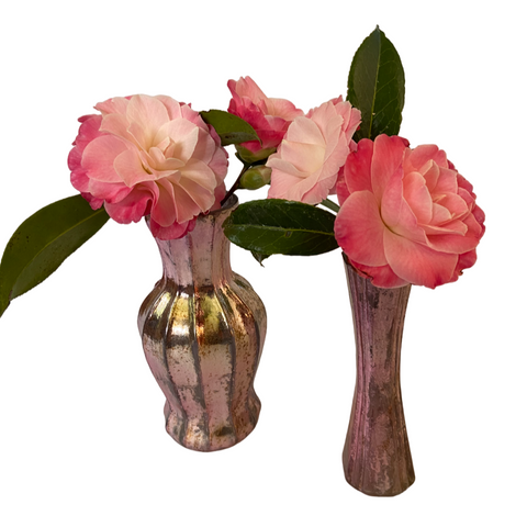 Shabby chic rose gold glass vase at Vivre, Nelson, NZ