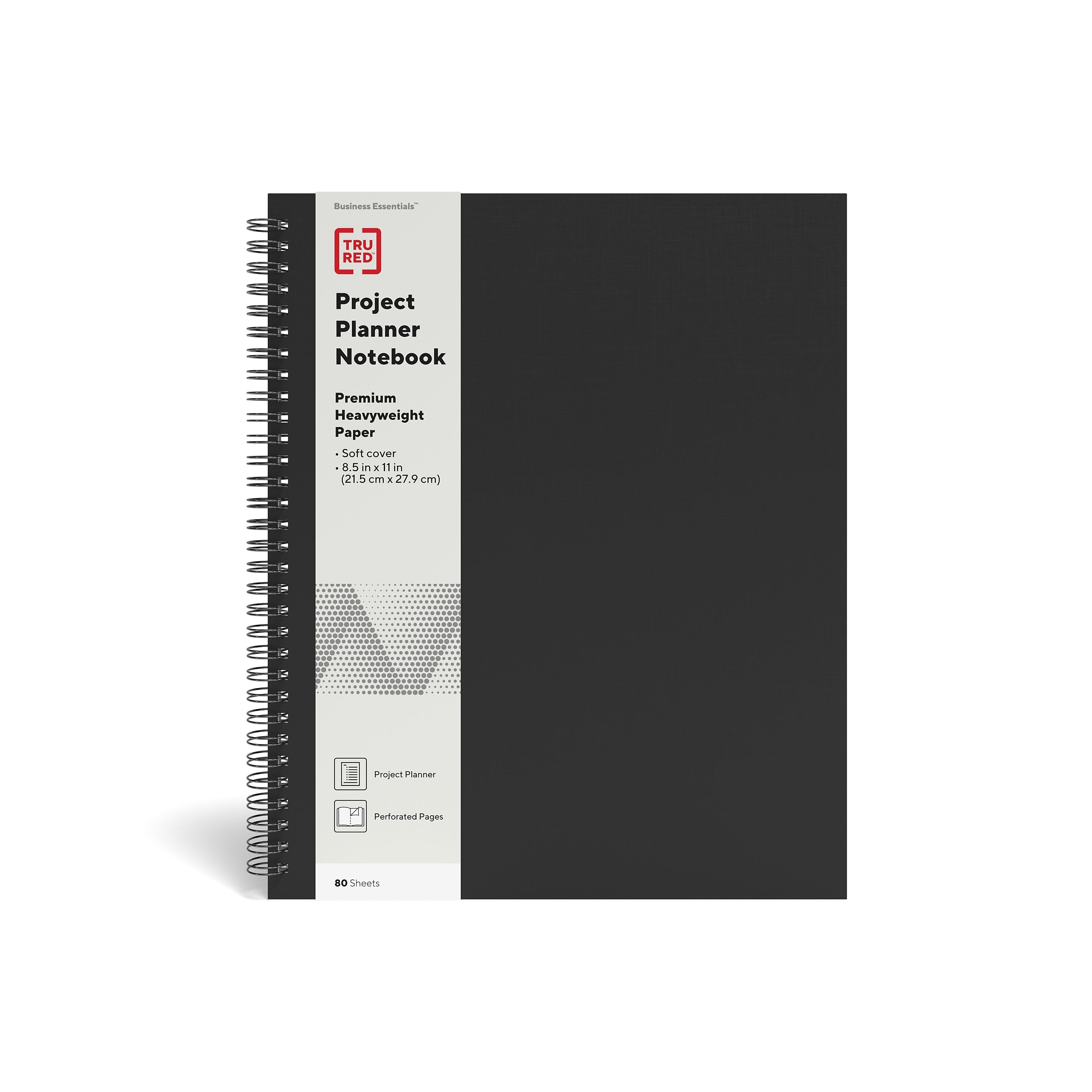 TRU RED™ Large Soft Cover Project Planner Notebook, Black