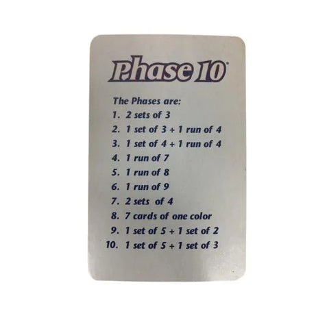 Phase 10 how to play card