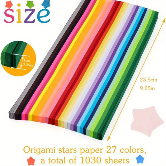540 Sheets Origami Stars Papers Double Sided Lucky Colorful Star Strips 27  Colors Decor Folding Paper