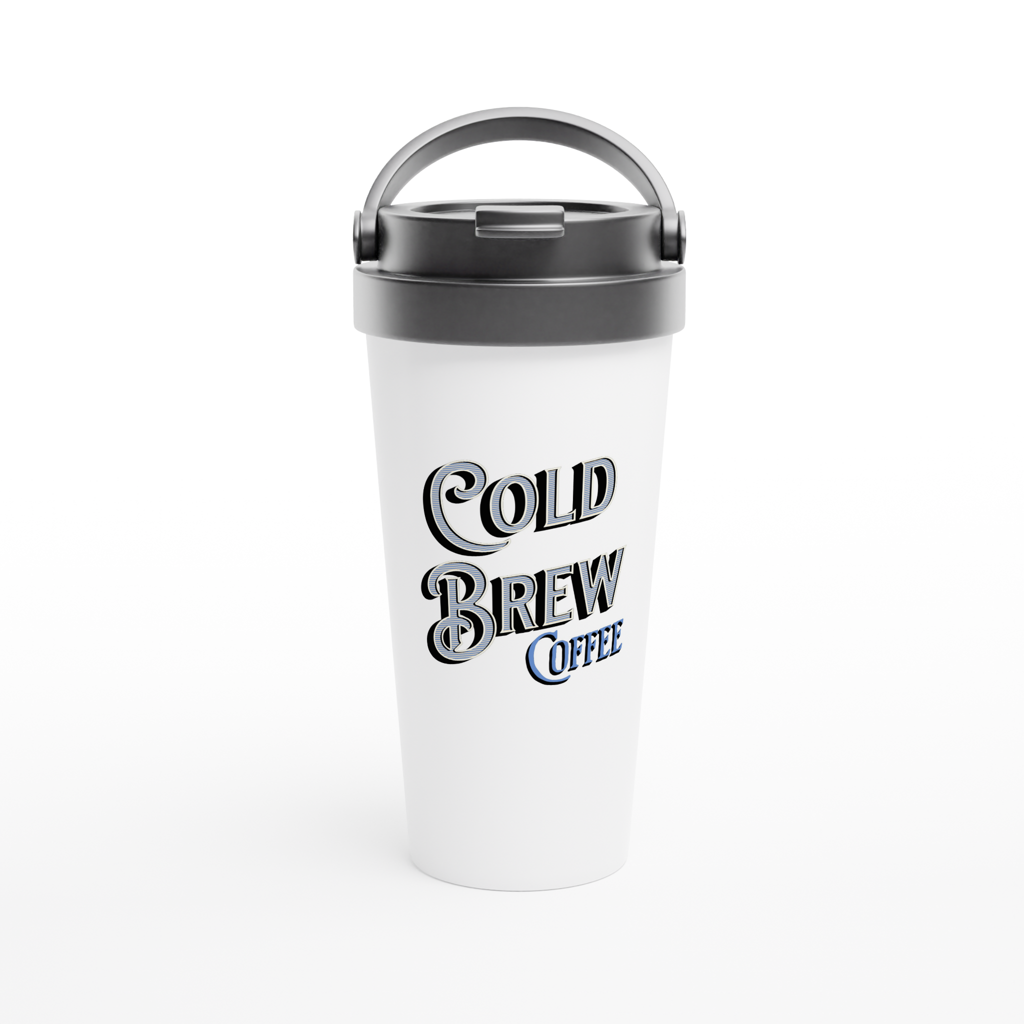 Cold Brew Coffee White 15oz Stainless Steel Travel Mug