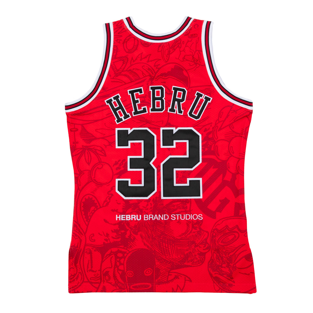 Mitchell & Ness x Hebru Brantley Chicago Bulls Jersey, Red
