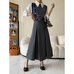 Color-Deconstructed Design High End Cut Non Ironing High Grade Skirt A line Pleated Skirt Early Autumn-Fancey Boutique