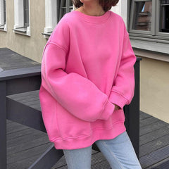 Color-Autumn Winter Solid Color Loose Sweater Street Oversize Pullover Sweater Office Wear-Fancey Boutique