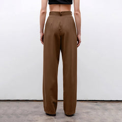 Color-Brown Casual Card High Waist Loose Slimming Trousers Summer Straight Pants-Fancey Boutique