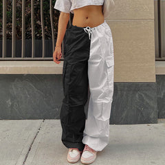 Color-Women Clothing Autumn Winter High Waist Wide Leg Loose Casual Trousers Lace Straight Cargo Pants Casual Pants-Fancey Boutique