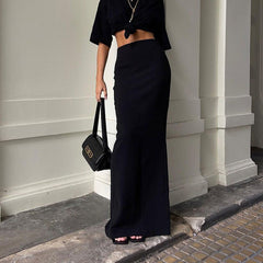 Color-Women Clothing Summer Fashionable Elegant Black Slimming Long Skirt Hip Skirt-Fancey Boutique
