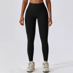 Color-Advanced Black-Nude Feel Hip Raise Yoga Pants Women Abdominal Shaping High Waist Fitness Pants Outdoor Running Sports Leggings-Fancey Boutique