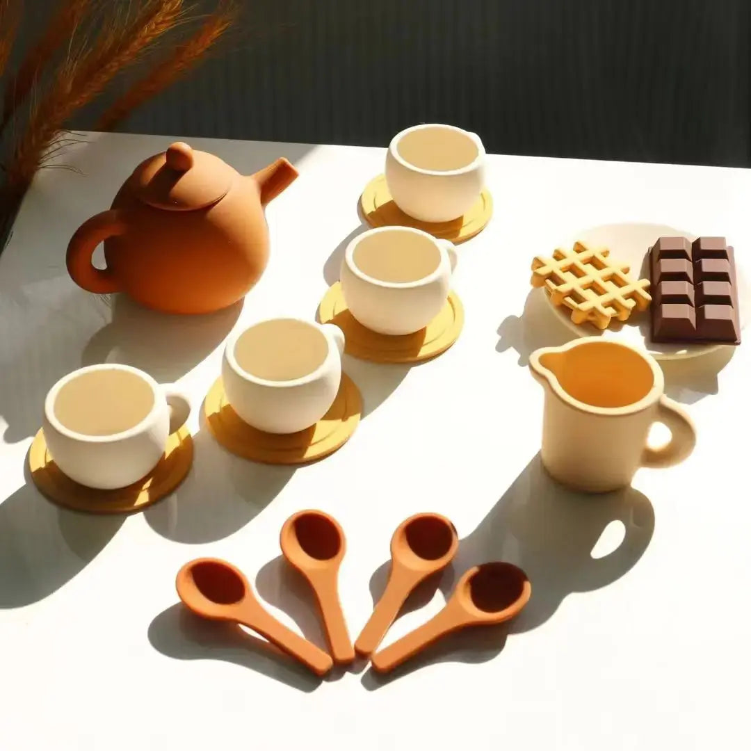 Juego de té de silicona de juguete Seaside-Montessori