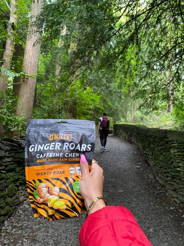 Ginger Roars bag shot during a hike